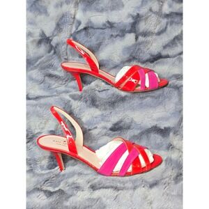 Kate Spade Sasha Red‎ Patent Pink Suede Slingback Heels Size 9 NWB